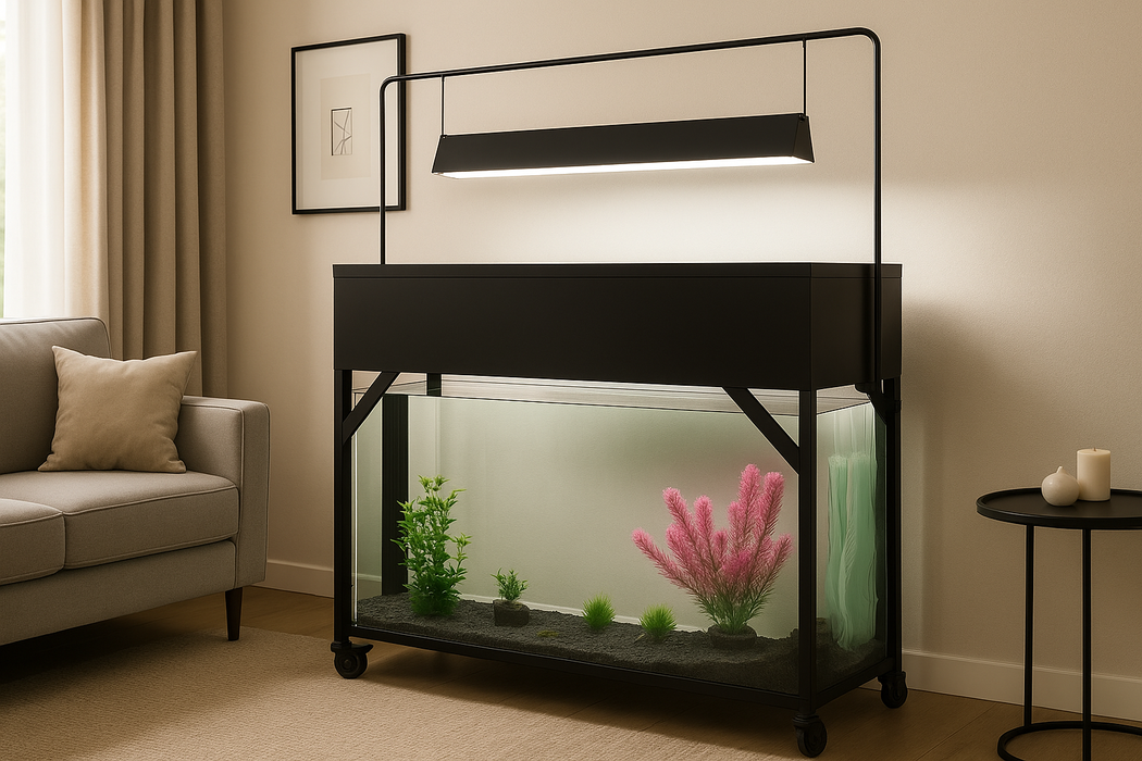 Innovative Planter Aquarium Tank – Mobile DIY Metal Planter with Lights, Feeder & Décor