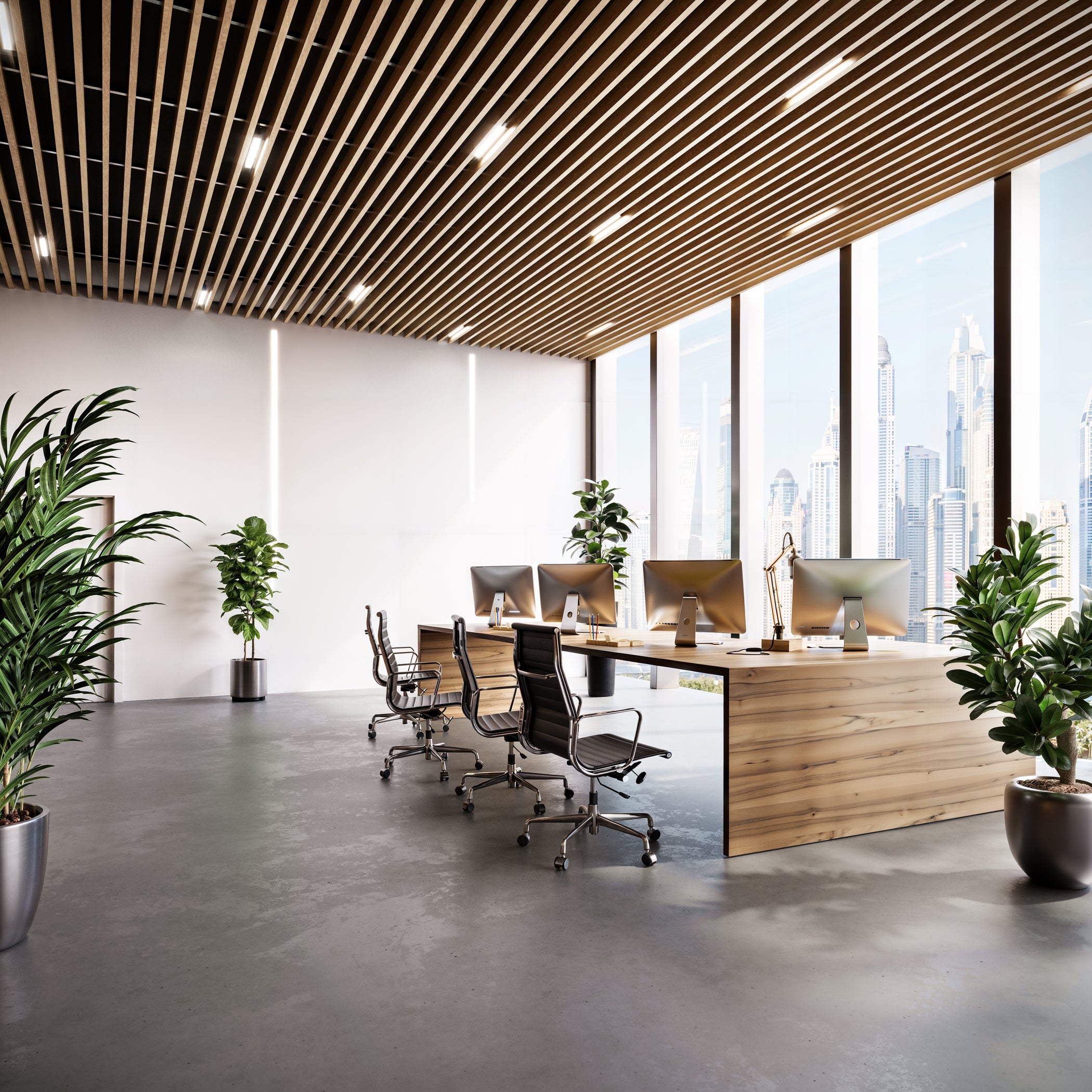 Light Oak - Suspended Slatted Wood Ceiling System