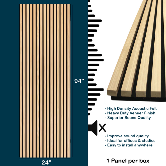 Light Cold Oak Acoustic Wall Panels, Soundproofing for Walls 94 x 24