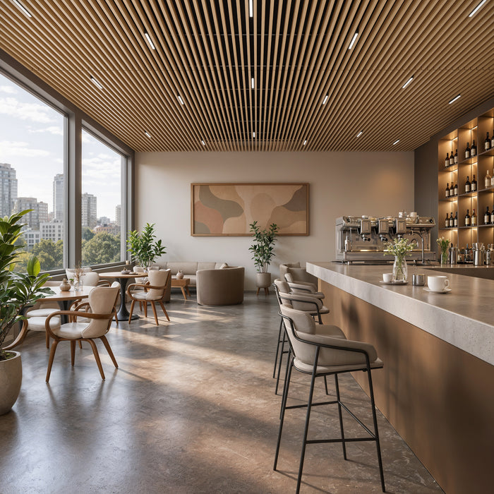 American Oak - Suspended Slatted Wood Ceiling System