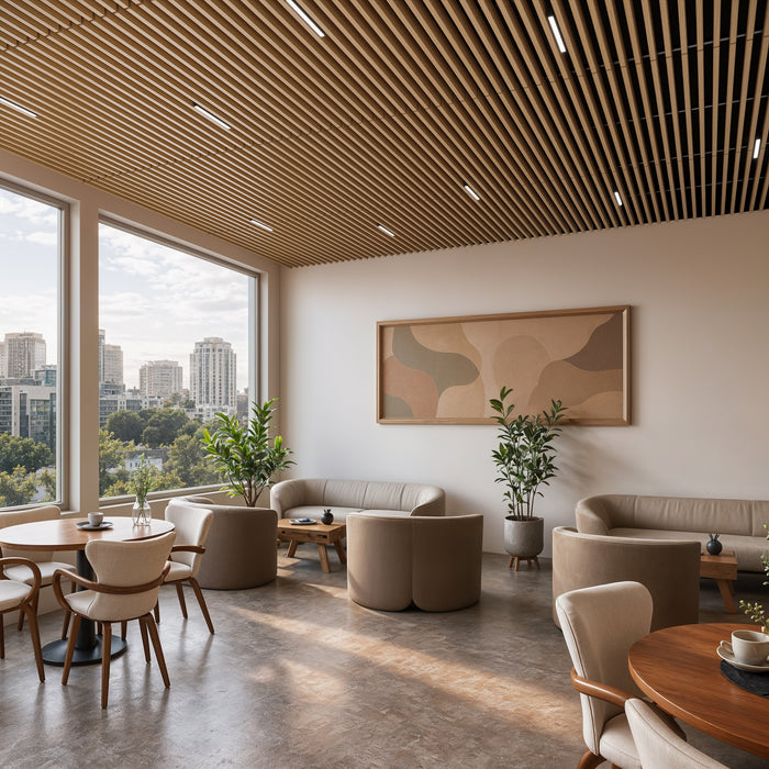 American Oak - Suspended Slatted Wood Ceiling System