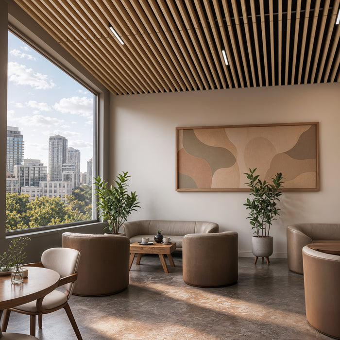 American Oak - Suspended Slatted Wood Ceiling System