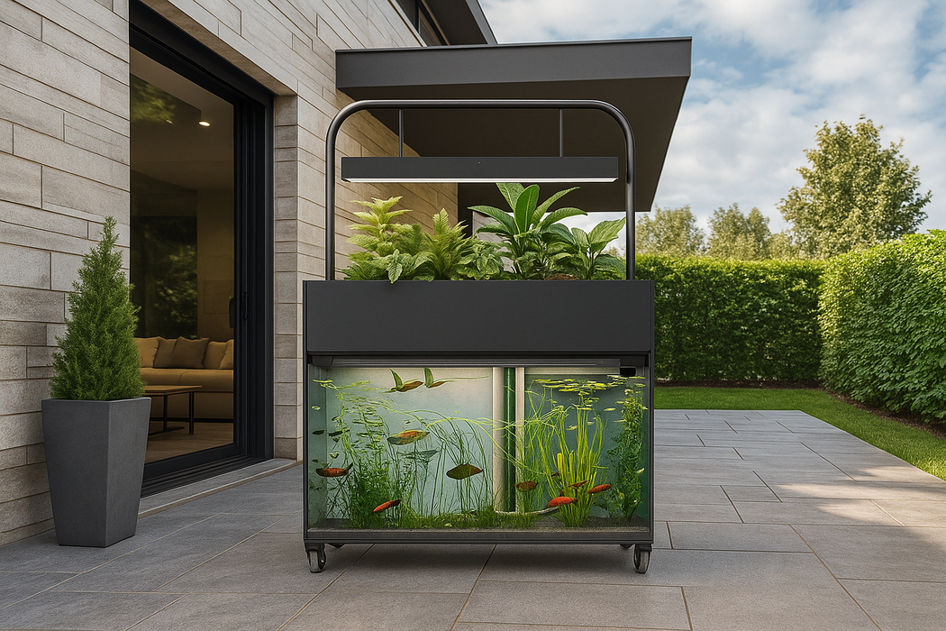 Innovative Planter Aquarium Tank – Mobile DIY Metal Planter with Lights, Feeder & Décor