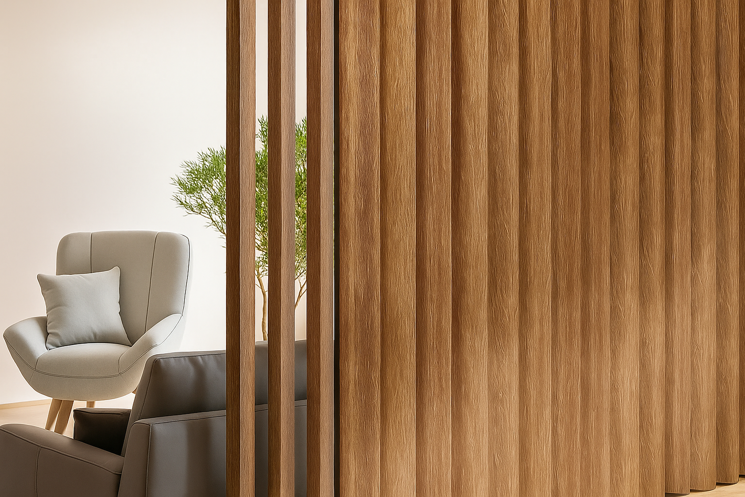 Antique Maple Swivel Slat Wood Room Divider – Modern Privacy Screen