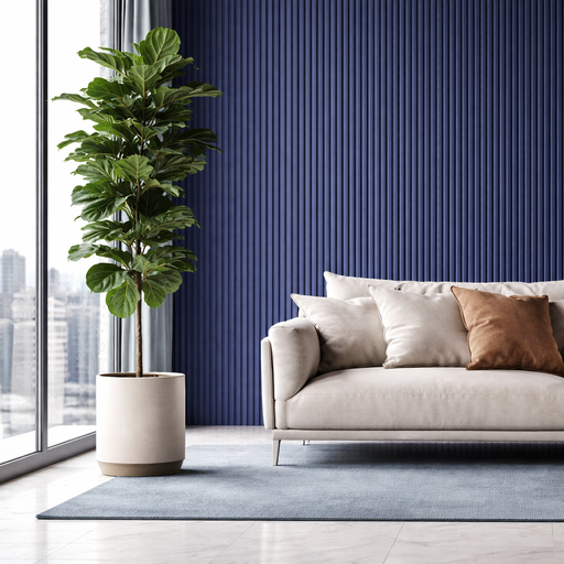 Navy Blue Flexible 3D Fluted Semi-Circle Shiplap Wood Wall Panel