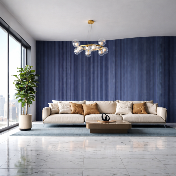 Navy Blue Flexible 1" Standard Bead 3D Fluted Semi-Circle Shiplap Wood Wall Panel