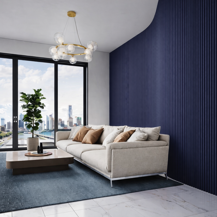 Navy Blue Flexible 1" Standard Bead 3D Fluted Semi-Circle Shiplap Wood Wall Panel