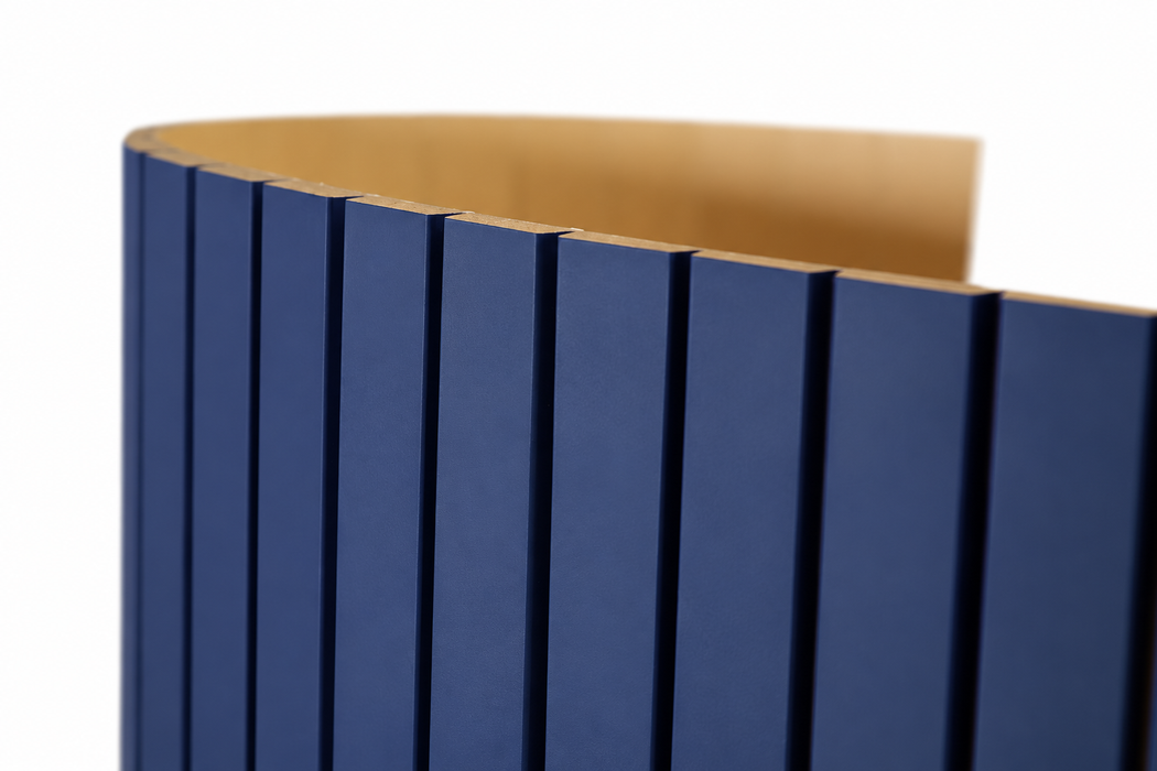 Navy Blue Trapezoid Wood Panels -- Flexible 3/4" Fluted Beads for Interior Walls