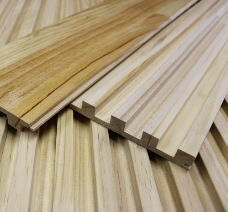 Unfinished Slat Wood Wall Panels - 94" Long x 5 3/4" Width