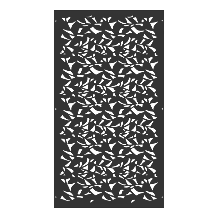 Decorative Floral Metal Fence and Privacy Screen - Heavy Gauge Steel Panels, Black Powder-Coated Finish