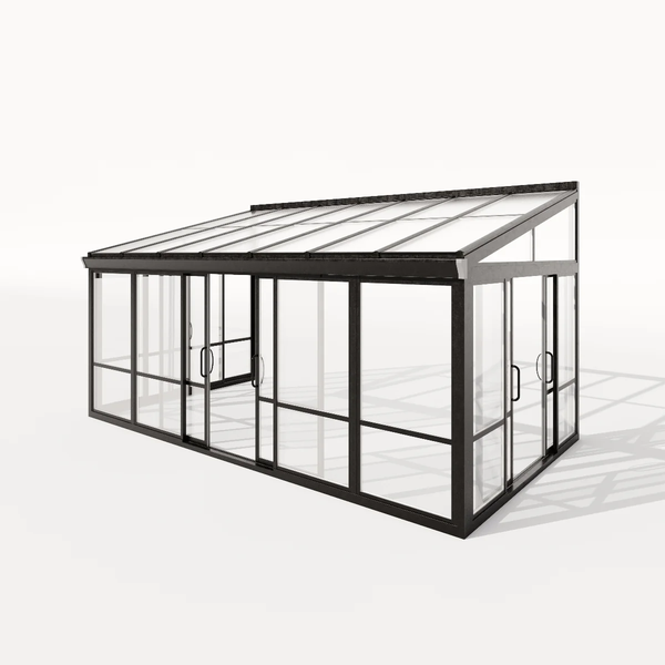Tempered Glass Sunroom Greenhouse Patio Home Addition - Black 16.7' Wide - Available Now