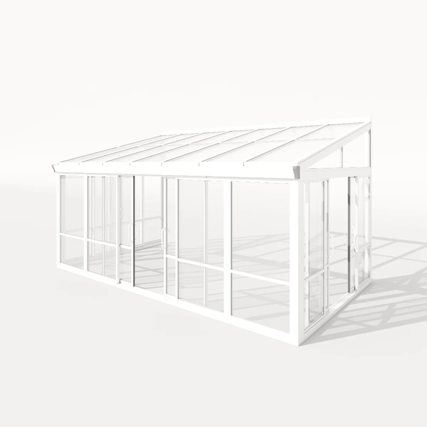 Tempered Glass Sunroom Greenhouse Patio Home Addition - White (16.7' Wide) - Available Now