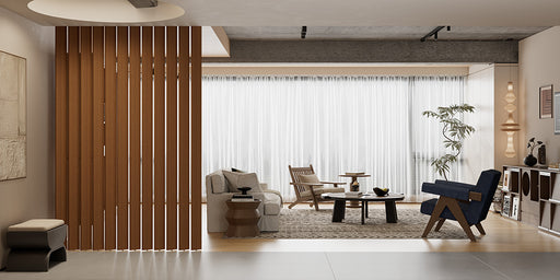Antique Maple Swivel Slat Wood Room Divider – Modern Privacy Screen & Space-Saving Partition Wall