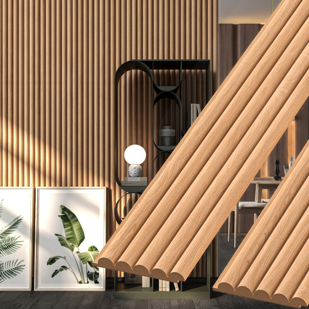 Rounded Light Oak Slat Wood Wall Panels - 94