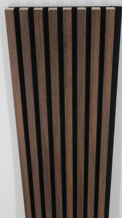 Dark Chestnut Square-Slat Acoustic Wall Panels, Soundproofing for Walls