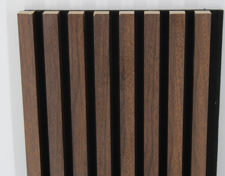 Dark Chestnut Square-Slat Acoustic Wall Panels, Soundproofing for Walls