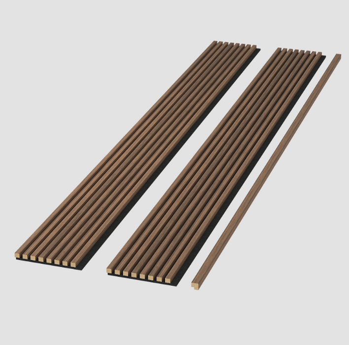 Dark Chestnut Square-Slat Acoustic Wall Panels, Soundproofing for Walls