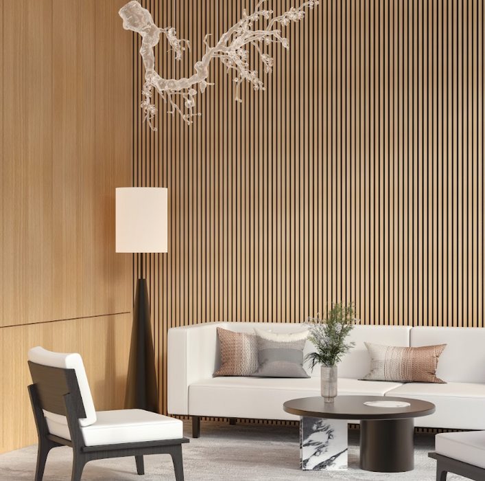 American Oak Square-Slat Acoustic Wall Panels, Soundproofing for Walls
