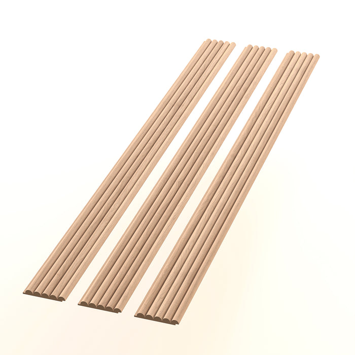 Rounded Unfinished Slat Wood Wall Panels - 94" Long x 5 3/4" Width