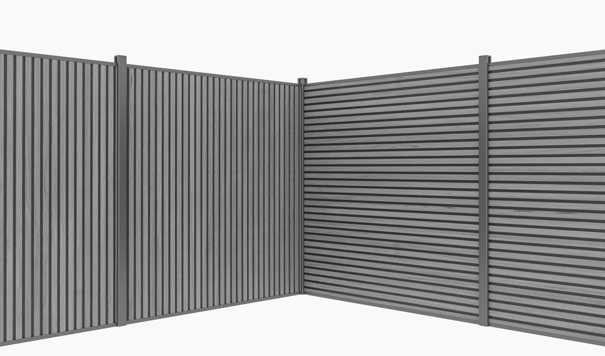 Gray Heavy-Duty Slat Composite Fence Panels System