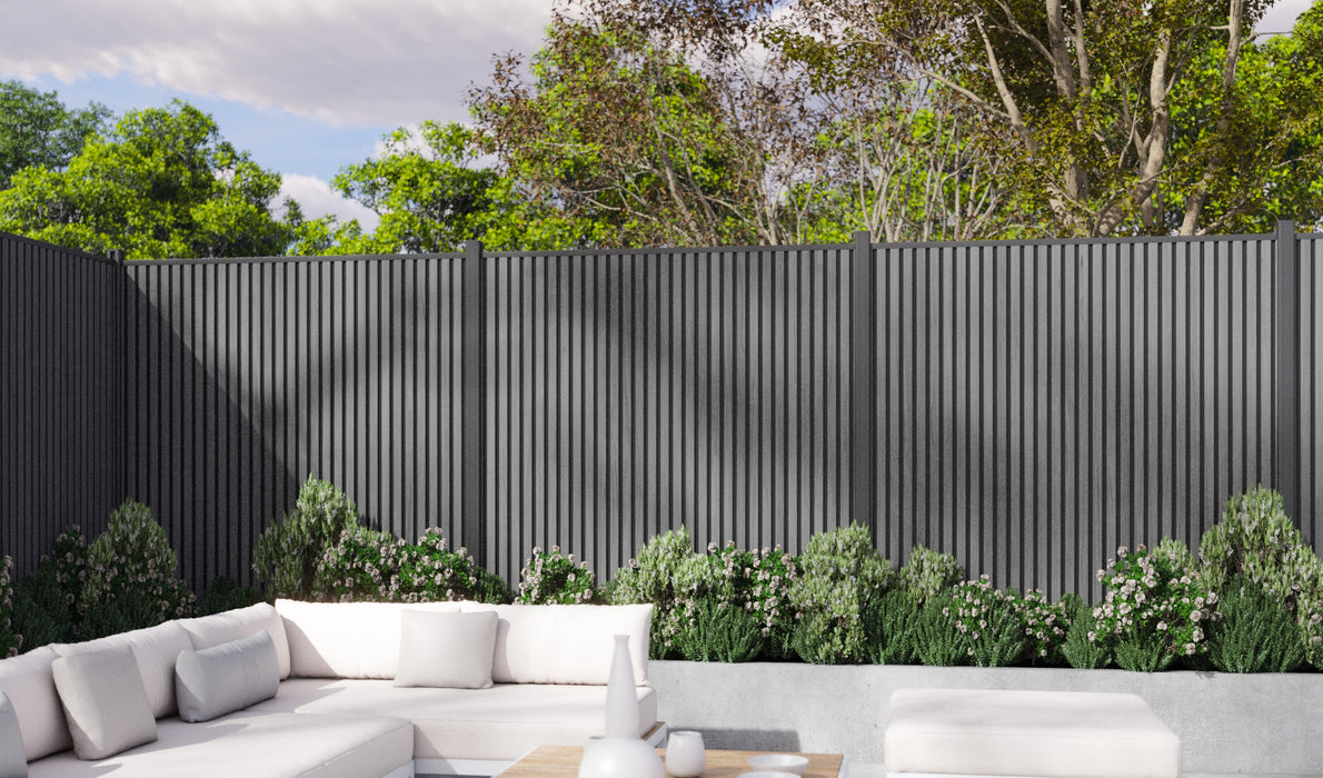 Gray Heavy-Duty Slat Composite Fence Panel Full wall