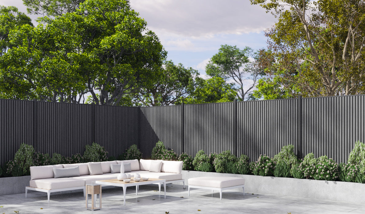 Gray Heavy-Duty Slat Composite Fence Panel System