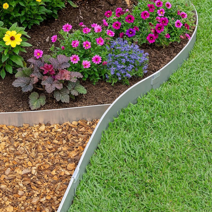 6-Pack Galvanized Steel Landscape Edging – Heavy-Gauge Flexible Metal Garden Border, Rustproof Lawn Edging for Flower Beds & Driveways (40” x 2” x 2”)
