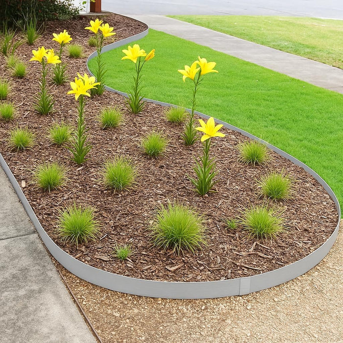 6-Pack Galvanized Steel Landscape Edging – Heavy-Gauge Flexible Metal Garden Border, Rustproof Lawn Edging for Flower Beds & Driveways (40” x 2” x 2”)