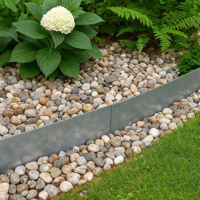 6-Pack Galvanized Steel Landscape Edging – Heavy-Gauge Flexible Metal Garden Border, Rustproof Lawn Edging for Flower Beds & Driveways (40” x 2” x 2”)