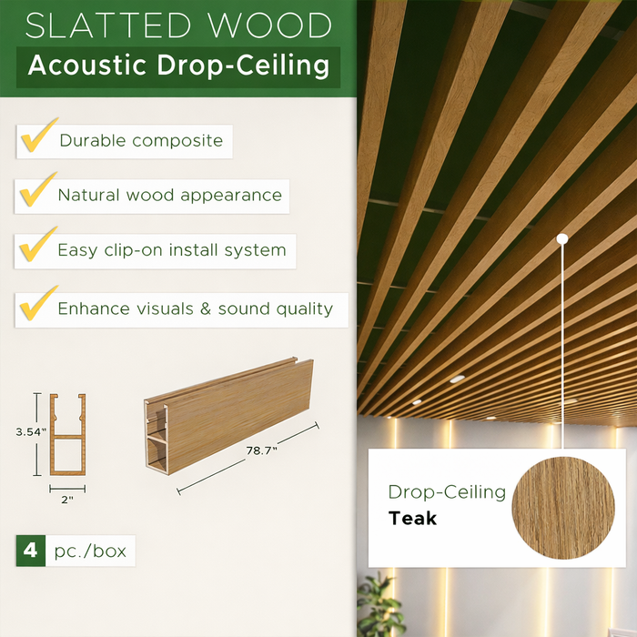Teak Acoustic Drp Ceiling Slatte Wood