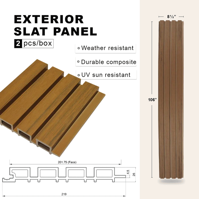 TeakA1  Teak Composite Siding Slat Panels for Exterior Outdoor Walls