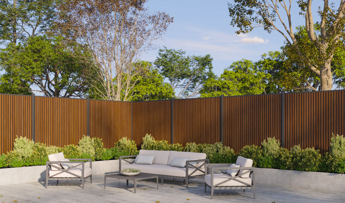 Teak Black Gap Heavy-Duty Slat Composite Fence Panels