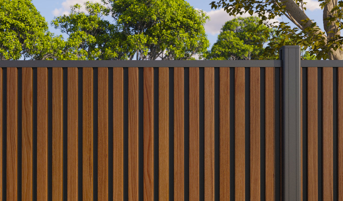 Teak Black Gap Heavy-Duty Slat Composite Fence Panels