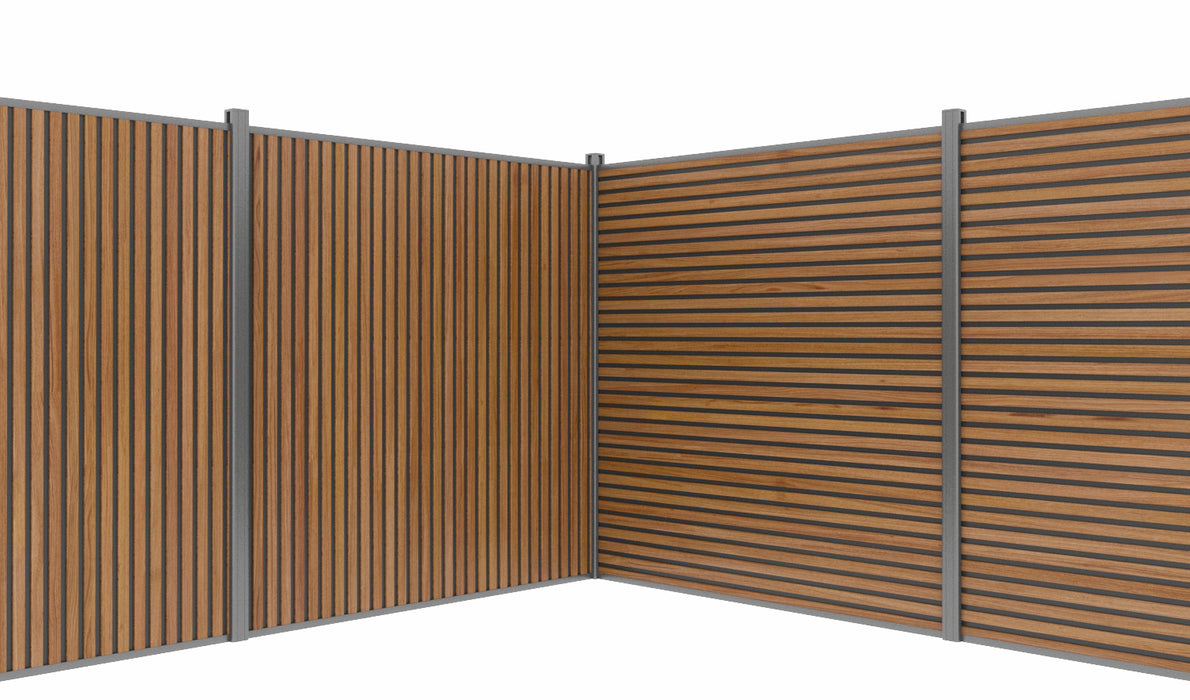 Teak Black Gap Heavy-Duty Slat Composite Fence Panels