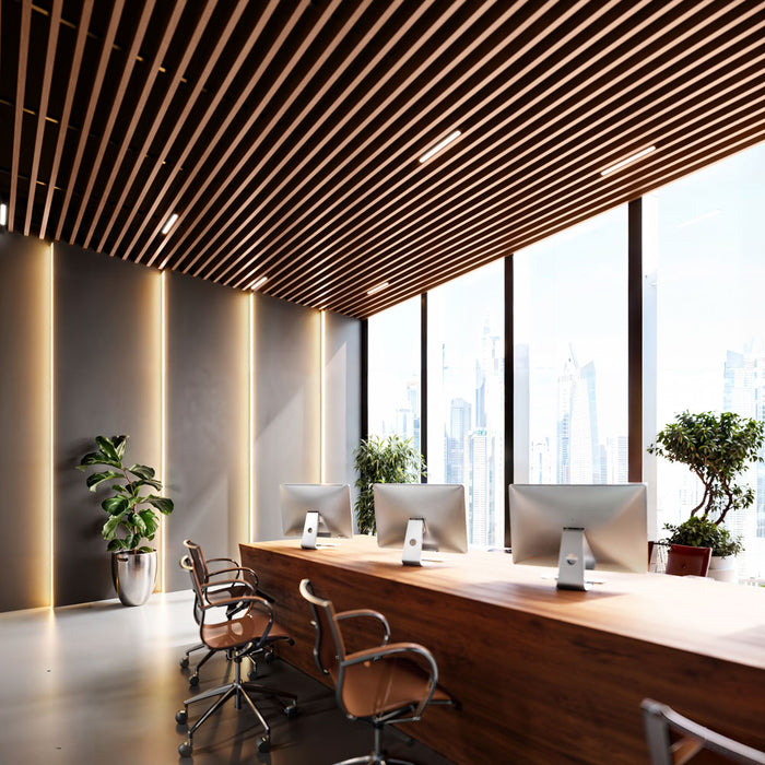Suspended Slatted Wood Ceiling System Teak
