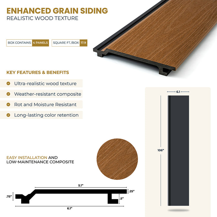 Peruvian Teak Wood-Like Composite Siding, Exterior Wall Paneling
