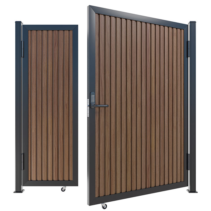 Teak Heavy-Duty Composite Privacy Gate Kit – Keypad Lock Included | Single, Double & DIY Swing Fence Gate
