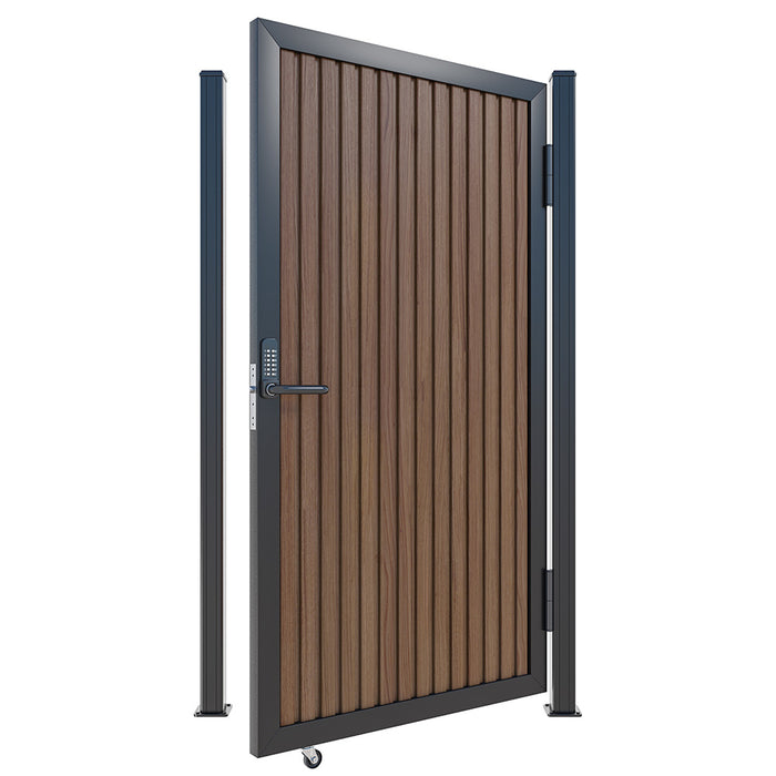 Teak Heavy-Duty Composite Privacy Gate Kit – Keypad Lock Included | Single, Double & DIY Swing Fence Gate