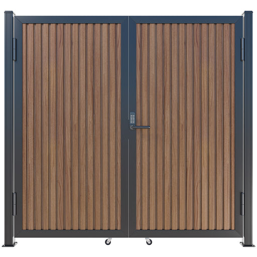 Teak Heavy-Duty Composite Privacy Gate Kit – Keypad Lock Included | Single, Double & DIY Swing Fence Gate