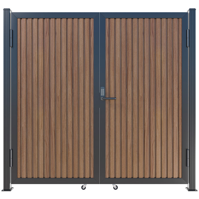 Teak Heavy-Duty Composite Privacy Gate Kit – Keypad Lock Included | Single, Double & DIY Swing Fence Gate