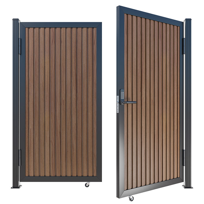 Teak Heavy-Duty Composite Privacy Gate Kit – Keypad Lock Included | Single, Double & DIY Swing Fence Gate