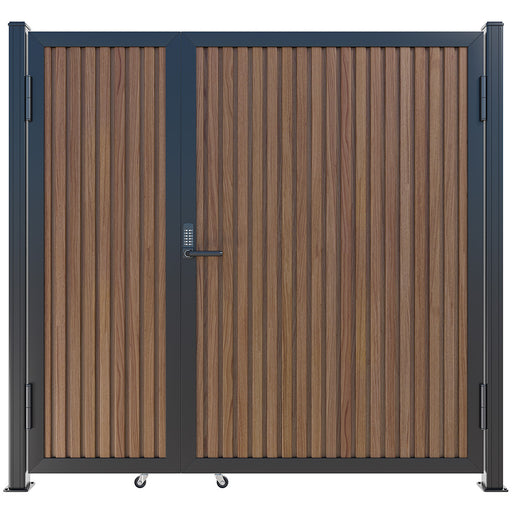 Teak Heavy-Duty Composite Privacy Gate Kit – Keypad Lock Included | Single, Double & DIY Swing Fence Gate