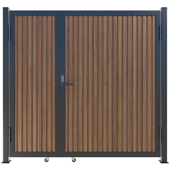 Teak Heavy-Duty Composite Privacy Gate Kit – Keypad Lock Included | Single, Double & DIY Swing Fence Gate