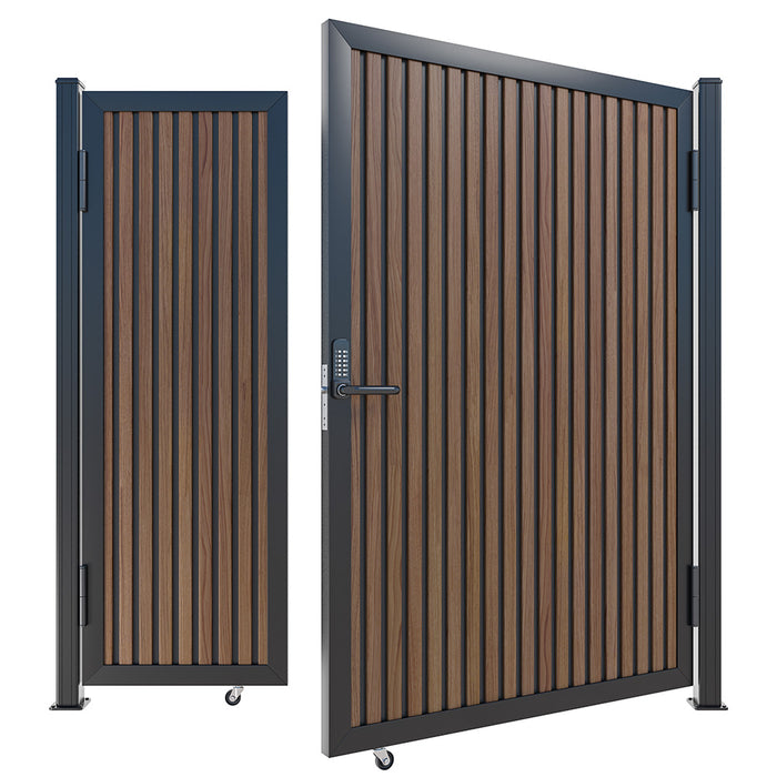 Teak Black Gap Heavy-Duty Composite Privacy Gate Kit – Keypad Lock Included | Single, Double & DIY Swing Fence Gate