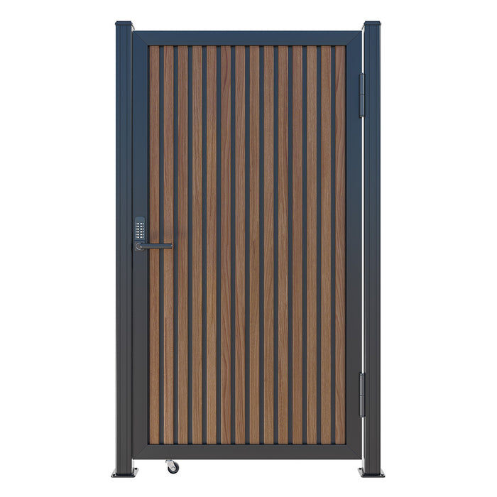Teak Black Gap Heavy-Duty Composite Privacy Gate Kit – Keypad Lock Included | Single, Double & DIY Swing Fence Gate