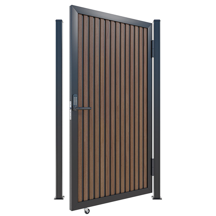 Teak Black Gap Heavy-Duty Composite Privacy Gate Kit – Keypad Lock Included | Single, Double & DIY Swing Fence Gate