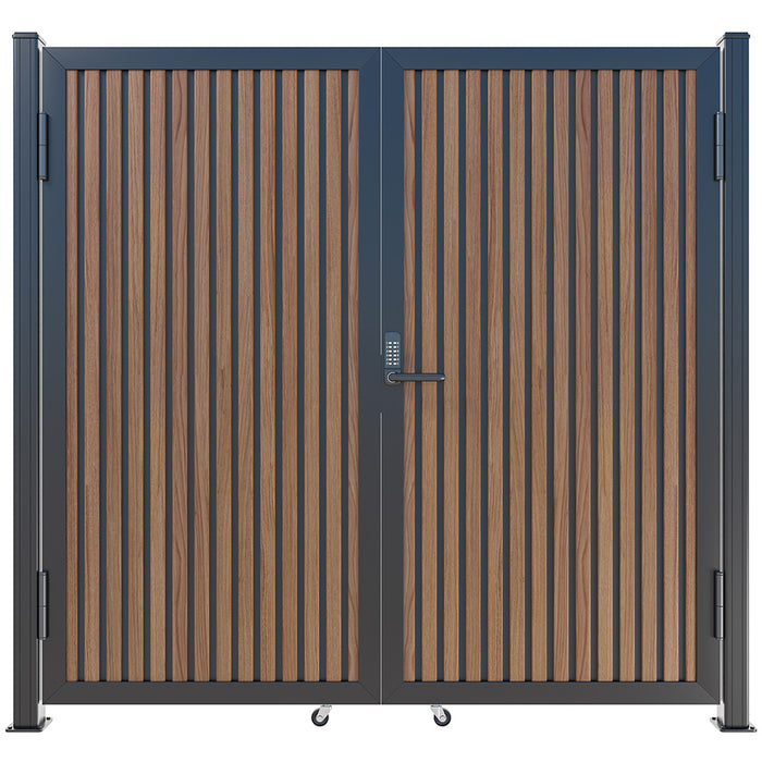 Teak Black Gap Heavy-Duty Composite Privacy Gate Kit – Keypad Lock Included | Single, Double & DIY Swing Fence Gate