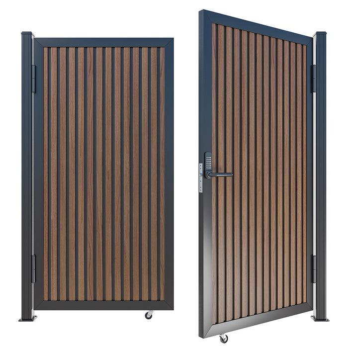 Teak Black Gap Heavy-Duty Composite Privacy Gate Kit – Keypad Lock Included | Single, Double & DIY Swing Fence Gate