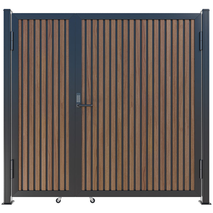 Teak Black Gap Heavy-Duty Composite Privacy Gate Kit – Keypad Lock Included | Single, Double & DIY Swing Fence Gate