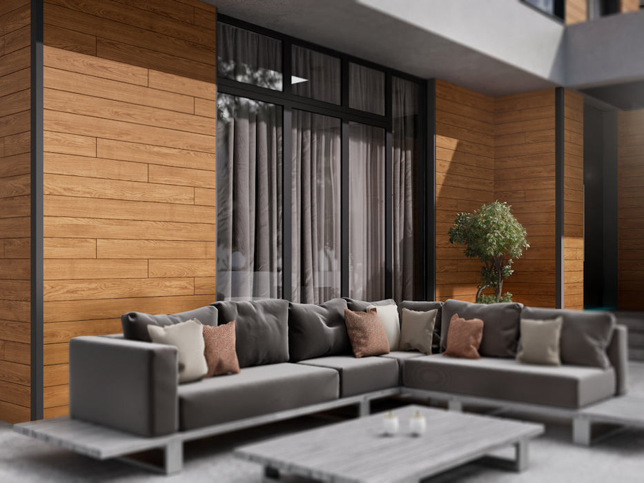 Weathered Teak Enhanced Grain Wood-Like Composite Siding, Exterior Wall Paneling